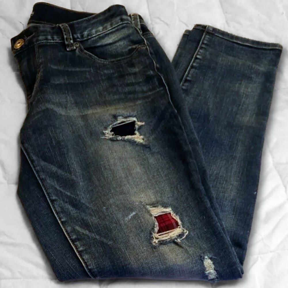 Maurices Distressed Skinny Jeans With Inside Patches.